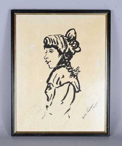 Portrait de jeune fille de profil à la tresse...