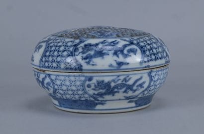 Brûle-parfum couvert en porcelaine bleu et...