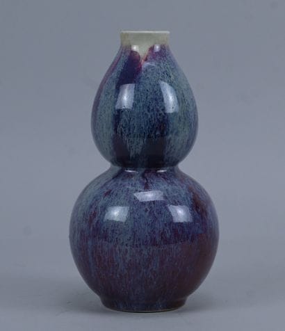 Vase bouteille en porcelaine émaillée flammée...
