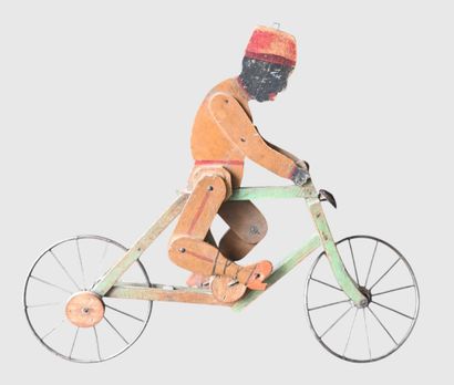Jouet cycliste articulé en bois, Belgique,...