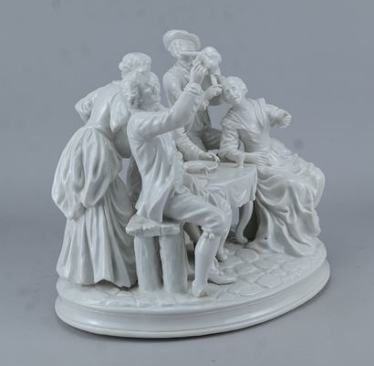 Grand groupe en porcelaine blanche représentant...