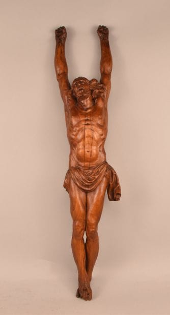 Christ janséniste en bois fruitier, XIXe...