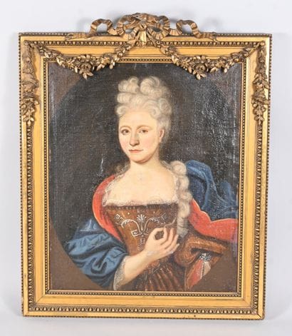 Portrait d’une dame en costume du XVIIIe...