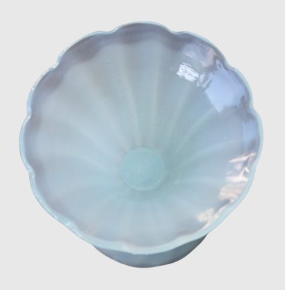 Paire de bougeoirs Murano en verre opalin...