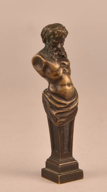 Cachet en bronze au buste de Bacchus - XIX...