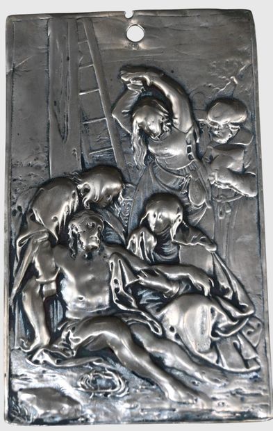 Plaque en bronze, Descente de Croix, XVIIe...