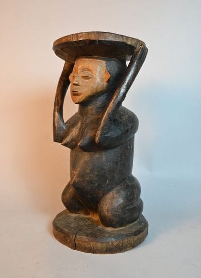 Zombo stool with caryatid figure - DR Congo...