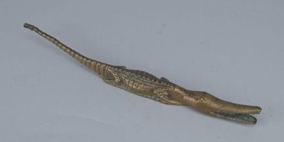 Bronze crocodile figurine used as a medium...