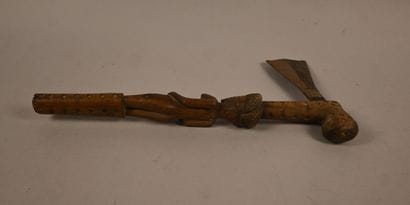 Chokwe axe with carved anthropomorphic handle,...