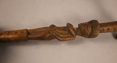 Chokwe axe with carved anthropomorphic handle,...
