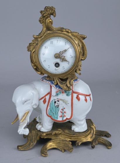 Samson Elephant Table Clock in Porcelain...