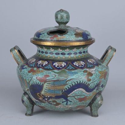 Chinese Tripod Incense Burner in Cloisonné

A...