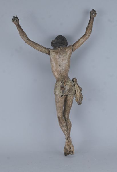 Christ on the Cross, carved wooden corpus...