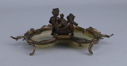 Louis XV-style bronze and onyx inkwell, late...
