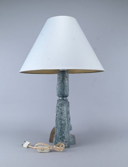 Sculptural glazed ceramic table lamp attributed...