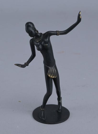Patina-Finished Bronze Dancer Figurine, Rohac,...