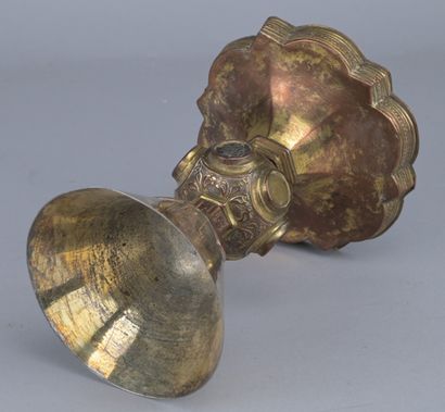 Italian Gothic chalice made of gilded copper...