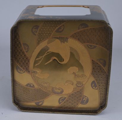 Japanese lacquer display case “Tsuru to Reishi,”...