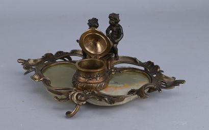 Louis XV-style bronze and onyx inkwell, late...