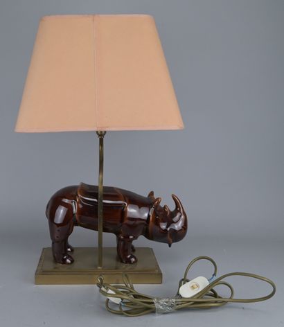 Designer table lamp in the shape of a rhinoceros,...