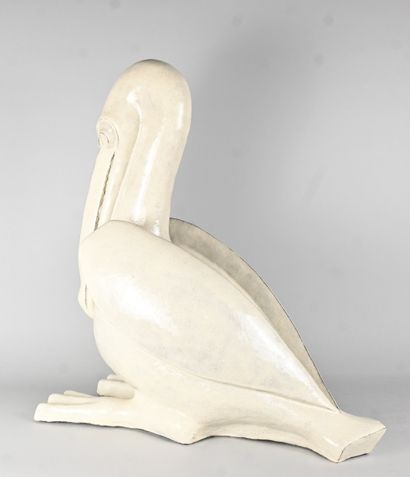 Enameled stoneware animal sculpture of a...