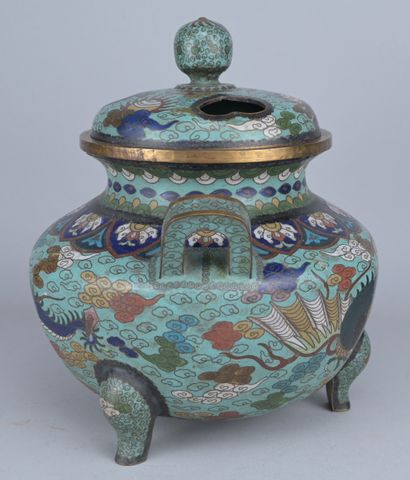 Chinese Tripod Incense Burner in Cloisonné

A...