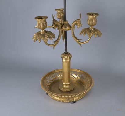 Pair of gilded bronze “bouillotte” lamps,...
