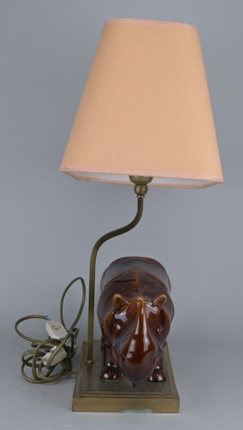 Designer table lamp in the shape of a rhinoceros,...