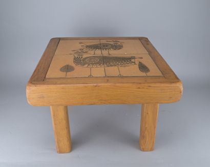 Pinson coffee table in oak and ceramic, circa...