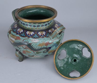Chinese Tripod Incense Burner in Cloisonné

A...
