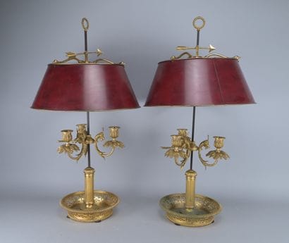 Pair of gilded bronze “bouillotte” lamps,...