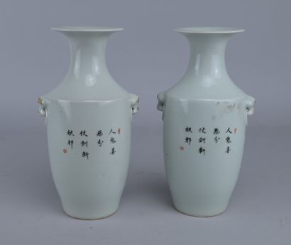 Pair of Chinese vases decorated with figures,...
