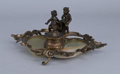 Louis XV-style bronze and onyx inkwell, late...