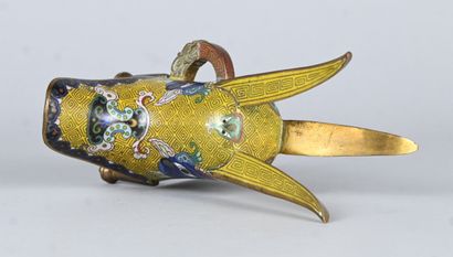 Jue-type ritual bowl in cloisonné bronze,...