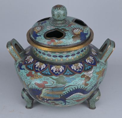 Chinese Tripod Incense Burner in Cloisonné

A...