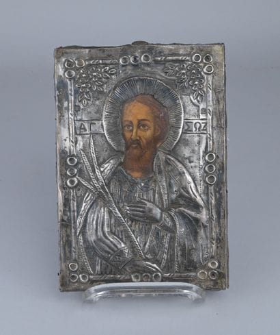 Icône grecque à riza en argent, XIXe siècle

Icône...