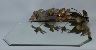 Wall mirror with gilded metal flowers attributed...