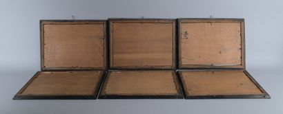 Suite de six peintures sous verre religieuses,...