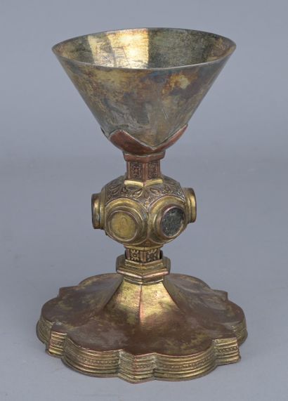 Italian Gothic chalice made of gilded copper...