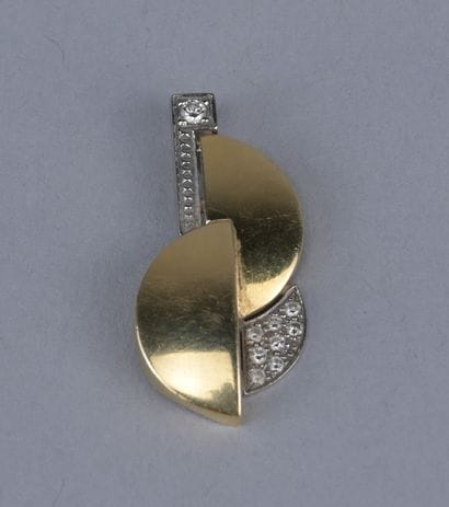18K Two-Tone Gold Pendant with Brilliant-Cut...