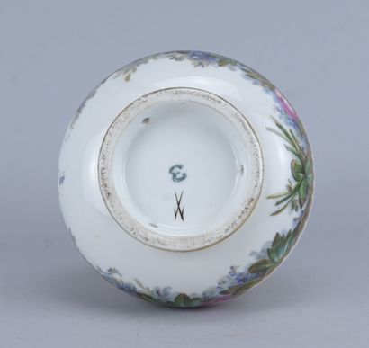 Polychrome porcelain tobacco jar with a pewter...