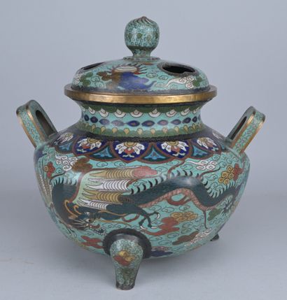 Chinese Tripod Incense Burner in Cloisonné

A...