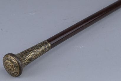Spanish cane from Toledo with a damascened...