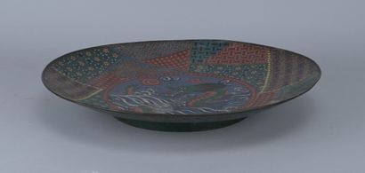 Large Chinese Cloisonné Plate with Dragon,...