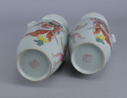 Pair of Chinese vases decorated with figures,...