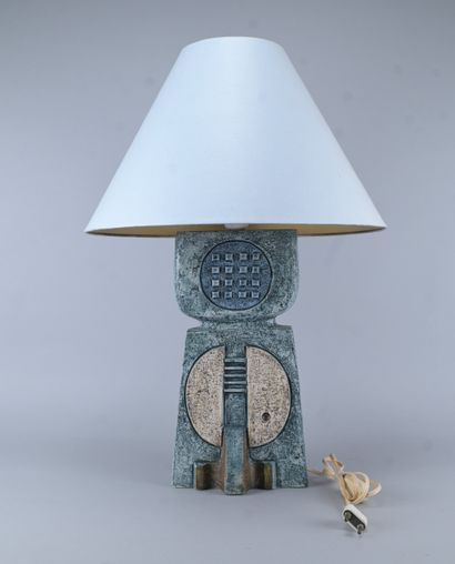 Sculptural glazed ceramic table lamp attributed...