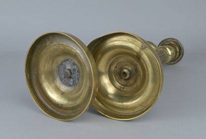 Pair of Empire-style brass candlesticks,...