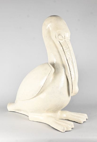 Enameled stoneware animal sculpture of a...