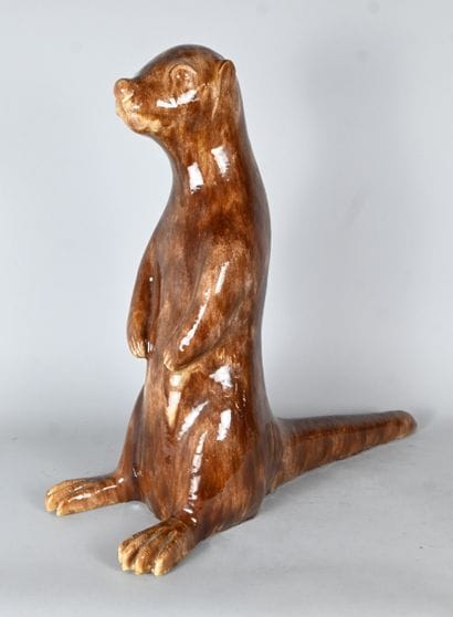 Enameled stoneware animal sculpture of an...