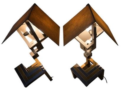 Pair of Lumica table lamps in chromed metal...